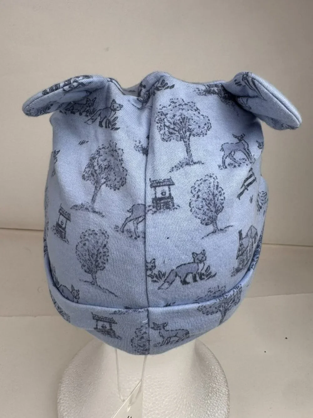 Janie and Jack Baby Boys Blue Woodland Animal Print Beanie Hat 18-24 Months NWT